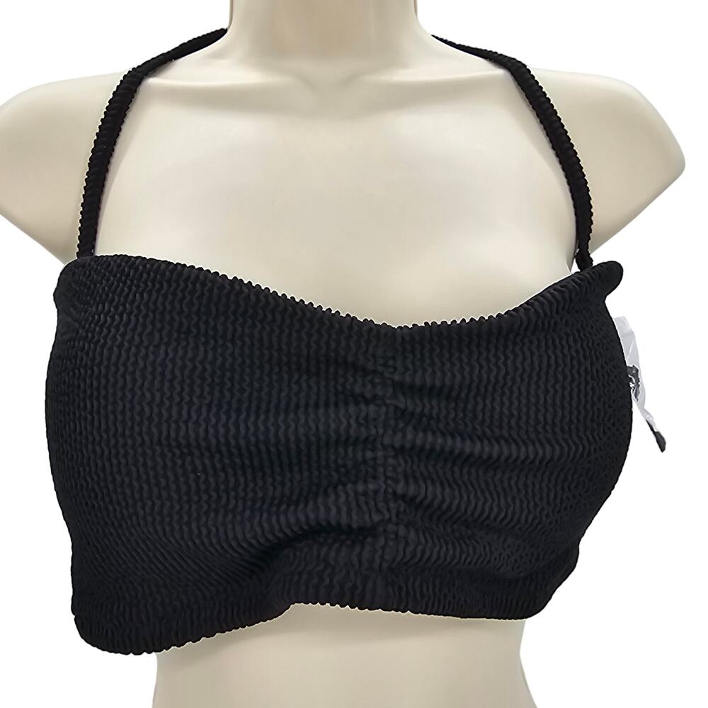 J. Crew Womans size XXL Scrunchie Sweetheart Convertible Bikini Top Black NEW